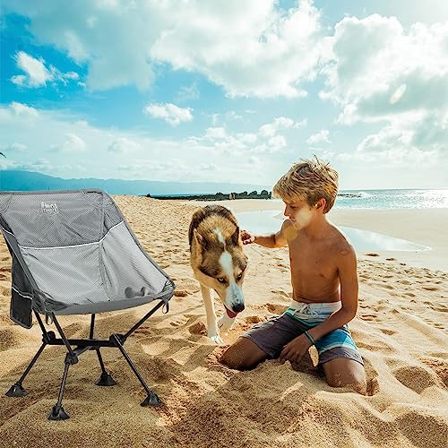 TIMBER RIDGE Camping Chairs 2 Pack, Ultralight Compact Portable Folding Chair with Side Pockets Packable Lightweight for Camping Backpacking Hiking Beach Grey