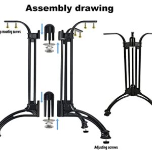 GZDEMYYXGS Table Base 28",with Retro Aluminum Black Legs,is Suitable for Restaurants,Coffee Shops,Bars,Leisure Rooms and Families. (Black)