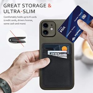 Phone Card Holder for Back of Phone, Leather Phone Wallet Stick On, Credit Card Holder for Phone Case Compatible with iPhone, Samsung, Android and All Cell Phone - 2Pack Black