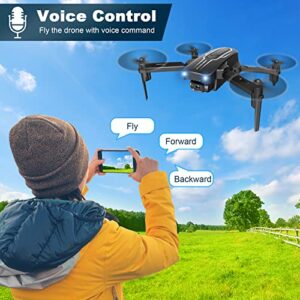 Drone with Camera for Adults Kids - 1080P HD FPV Camera Drones with Carrying Case, Foldable Drone Remote Control Toys Gifts RC Quadcopter for Boys Girls with 2 Batteries, Headless Mode, One Key Start, Speed Adjustment, 3D Flips