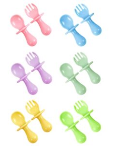 12 pcs baby spoons and forks for baby leading weaning, toddler utensils, baby spoons first stage, baby utensils for self-feeding