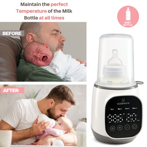 Baby Bottle Warmer for Breastmilk - 5-in-1 Feeding Bottle Warmers for All Bottles, Food Jars, and Breastmilk Bags - Smart Accurate Temperature Control, Automatic Shut-Off Milk Warmer for Baby