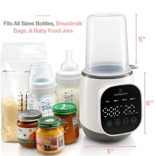 Baby Bottle Warmer for Breastmilk - 5-in-1 Feeding Bottle Warmers for All Bottles, Food Jars, and Breastmilk Bags - Smart Accurate Temperature Control, Automatic Shut-Off Milk Warmer for Baby