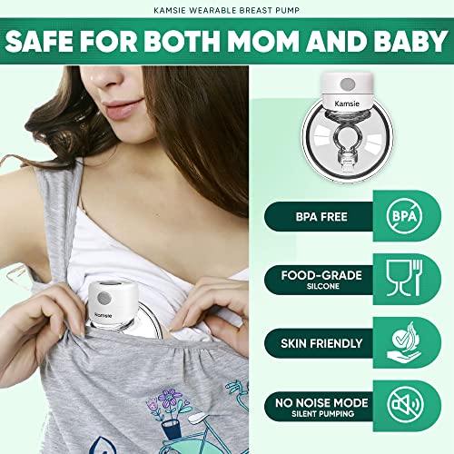 kamsie Wearable Breast Pump, S12 Hands Free Breast Pump, Wireless Breast Pump Hands Free, 2 Modes & 9 Levels Electric Portable Breast Pump, LCD Display, 24mm Flange, 2 Pack