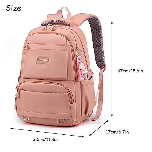 Woyiyaan Backpack for School Girls Bookbag Cute Bag College Middle High Elementary School Backpack for Teen Girls (Pink)