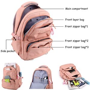 Woyiyaan Backpack for School Girls Bookbag Cute Bag College Middle High Elementary School Backpack for Teen Girls (Pink)