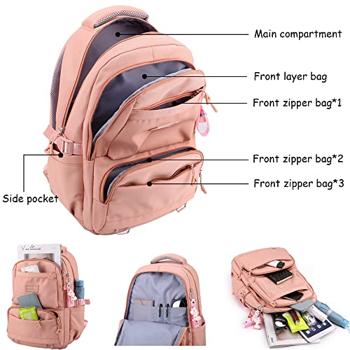 Woyiyaan Backpack for School Girls Bookbag Cute Bag College Middle High Elementary School Backpack for Teen Girls (Pink)