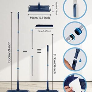 Microfiber Mops for Floor Cleaning - BPAWA Flat Floor Mop Wet Dry Dust Mop for Hardwood Floors Laminate Wood Tile Vinyl Wall Hard Surface, Bathroom Kitchen Mop with 4 Reusable Washable Chenille Pads