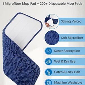 Microfiber Mops for Floor Cleaning - BPAWA Flat Floor Mop Wet Dry Dust Mop for Hardwood Floors Laminate Wood Tile Vinyl Wall Hard Surface, Bathroom Kitchen Mop with 4 Reusable Washable Chenille Pads