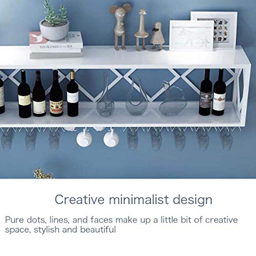 SENNIAN Wine Rack Bar Unit Floating Shelves Wall-Mounted Inverted Wine Glass Rack Multifunctional Iron Bottle Holder Simple Hanging Goblet Rack with Partitions Home Decoration