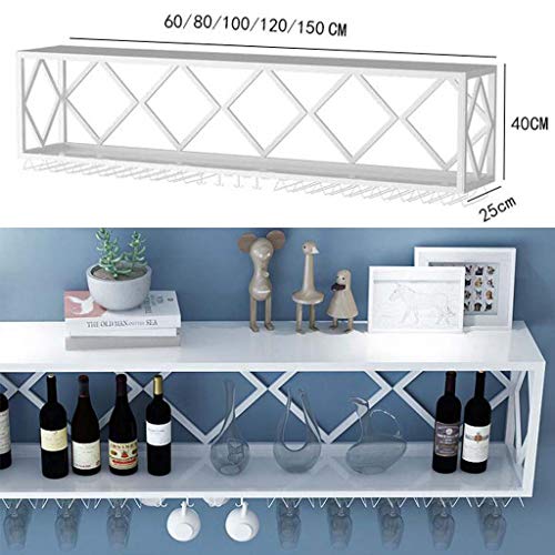 SENNIAN Wine Rack Bar Unit Floating Shelves Wall-Mounted Inverted Wine Glass Rack Multifunctional Iron Bottle Holder Simple Hanging Goblet Rack with Partitions Home Decoration