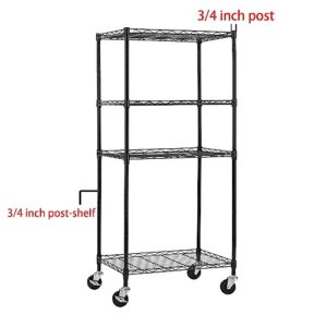 Pusalxl 3-Inch Casters,Shelving Wheels, Wire Shelving Replacement Wheels Set of 4, Threaded Stem Rubber Casters (Screw Diameter 3/16"- 20, Length20mm) for Wire Shelves Rack Legs with 3/4" Posts