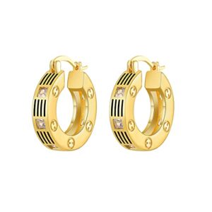 czyjew gold hoop earrings for women 14k gold plated with 925 sterling silver post hoop earrings for girls mini gold earrings inlay cz gems for women