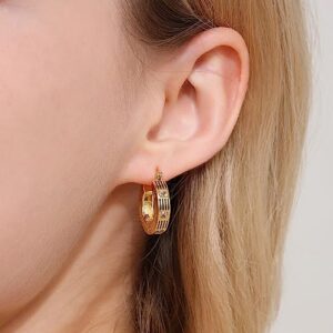 CZYJEW Gold Hoop Earrings for Women 14K Gold Plated with 925 Sterling Silver Post Hoop Earrings for Girls Mini Gold Earrings Inlay CZ Gems for Women