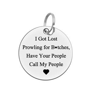 funny pet id tag dog tag cat tag pet collar tag pet owner gift i got lost prowling have your people call my people keychain puppy id tag for dog cats owner