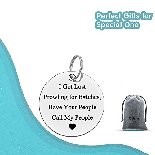 Funny Pet ID Tag Dog Tag Cat Tag Pet Collar Tag Pet Owner Gift I Got Lost Prowling Have Your People Call My People Keychain Puppy ID Tag for Dog Cats Owner