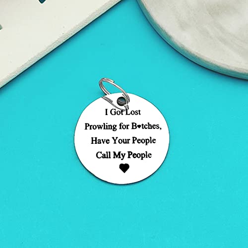 Funny Pet ID Tag Dog Tag Cat Tag Pet Collar Tag Pet Owner Gift I Got Lost Prowling Have Your People Call My People Keychain Puppy ID Tag for Dog Cats Owner