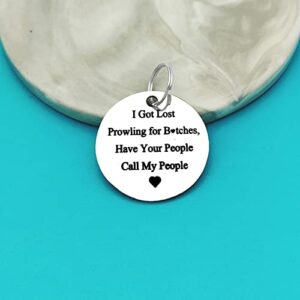 Funny Pet ID Tag Dog Tag Cat Tag Pet Collar Tag Pet Owner Gift I Got Lost Prowling Have Your People Call My People Keychain Puppy ID Tag for Dog Cats Owner