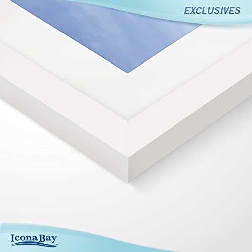 Icona Bay 11x17 White Picture Frame with Mat to 9x14 Image, Sturdy Wood Composite Poster Frame, Wall Mount Only, Modern Style Frames, Exclusives Collection