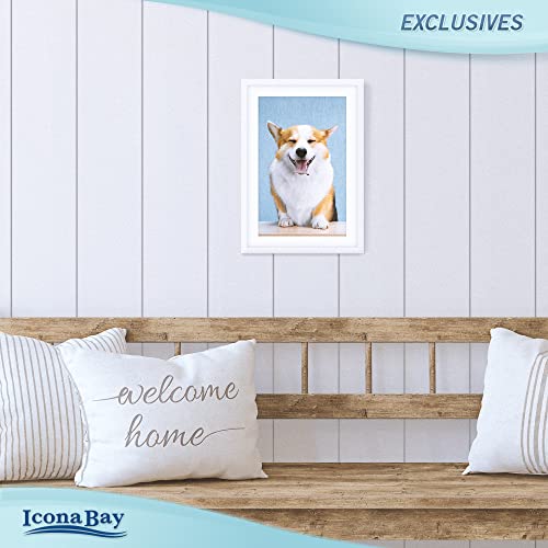 Icona Bay 11x17 White Picture Frame with Mat to 9x14 Image, Sturdy Wood Composite Poster Frame, Wall Mount Only, Modern Style Frames, Exclusives Collection