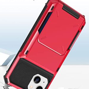 TITACUTE for iPhone 13 Mini Case Wallet 5 Credit Card Holder Flip Cover Design ID Slot Back Pocket Dual Layer Anti-Scratch Hard Shell Hybrid Protective Bumper for iPhone 13 Mini 5.4 Red