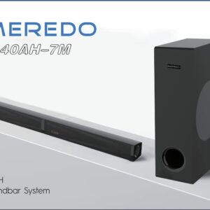 MEREDO Sound bar with Subwoofer 180W Detachable 2 in 1 Sound Bars for TV 2.1CH Treble & Bass Adjust 5 EQ Modes ARC/Optical/AUX/Bluetooth 12L Deep Bass for Home Theater Wall Mount-37 Inch