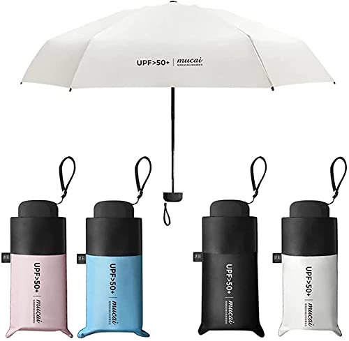 Aprjv Travel Folding Umbrella, Mini Umbrella Windproof Portable Compact Umbrella UV Protection Lightweight Strong Sun-Lightweight Tiny Pocket Umbrella for Mens Women (Blue)