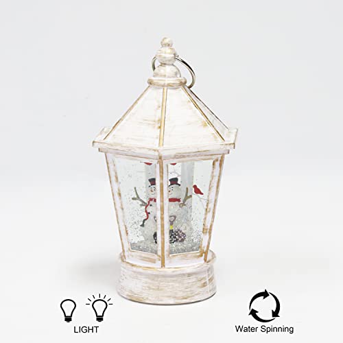 Christmas Tabletop Decor, Snow Globe Water Spinning LED Lighted Lantern, Battery Operated (not Included) (9.1" H x 5.5" W x 5.5" D) by Moments in Time