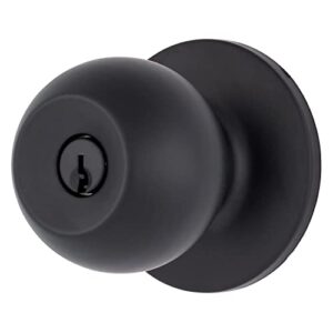 brinks – transitional keyed entry ball door knob, matte black - designed for traditional and transitional homes and blends seamlessly with interior décor (e2415-122)