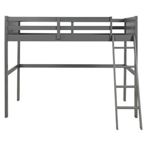 GLORHOME Twin Over Full Loft Bunk Bed Frame for Kids & Adults with Storage Cabinet and Ladder, Functional Solid Pine Wood Bedframe, No Spring Box Needed