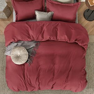 Bedsure Burgundy Red Duvet Cover Queen Size - Soft Brushed Microfiber Duvet Cover for Kids with Zipper Closure, 3 Pieces, Include 1 Duvet Cover (90"x90") & 2 Pillow Shams, NO Comforter