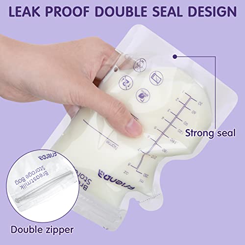 300 Count Breastmilk Storage Bags 8 oz Breast Milk Storing Bags Milk Storage Bags for Breastfeeding with Pour Spout Double Seal Self Standing Breastmilk Storing Bags