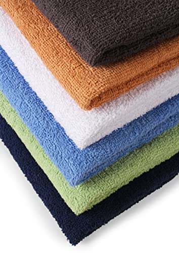 Towel and Linen Mart 100% Cotton 6 Pack Bath Towel Set, Quick Dry, Super Absorbent, Light Weight, Soft, Multi Colors (27 x 54 Pack of 6)