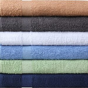 Towel and Linen Mart 100% Cotton 6 Pack Bath Towel Set, Quick Dry, Super Absorbent, Light Weight, Soft, Multi Colors (27 x 54 Pack of 6)