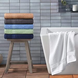 Towel and Linen Mart 100% Cotton 6 Pack Bath Towel Set, Quick Dry, Super Absorbent, Light Weight, Soft, Multi Colors (27 x 54 Pack of 6)