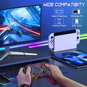 Wireless Switch Pro Controller - Switch Controllers Compatible With Nintendo Switch/Lite/OLED,Multi-Platform PC/IOS/Android, Switch Pro Controller With 9 Adjustable Light Colors,Programmable,TURBO