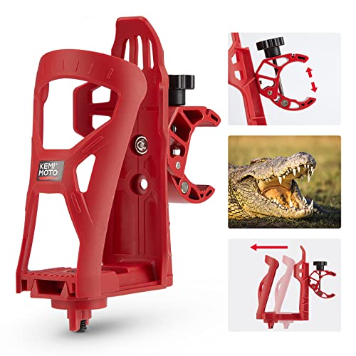 Upgraded ATV/Bike Cup Holder 2.0, Kemimoto Motorcycle Cup Holder Handlebar Bike Water Bottle Holder with 0.6”-1.56” Metal Clamp Universal for ATV Scooter Boat Stroller Wheelchair Golf Cart Red