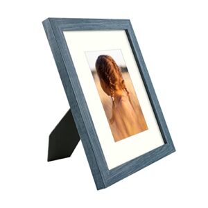 Golden State Art, 8x10 Picture Frame with Mat for 5x7 Photo - High Definition Glass Wall Mounting or Tabletop Display (Blue, 1 Pack)