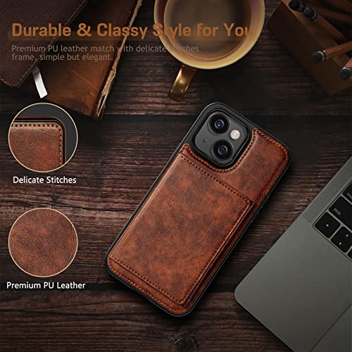 LOHASIC for iPhone 14 Plus Wallet Case, Premium Leather Cover Compatible with Magsafe Charger Magnetic Detachable Wallet 5 Card Holder Kickstand Protective Phone Case for Men Women 6.7" 2022 - Brown