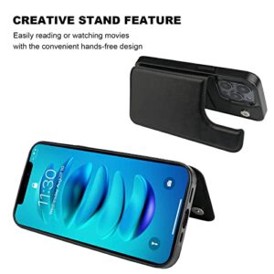 Onetop Compatible with iPhone 14 Pro Max Wallet Case with Card Holder, PU Leather Kickstand Card Slots Case, Double Magnetic Clasp and Durable Shockproof Cover 6.7 Inch (Black)