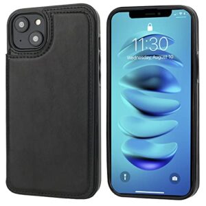 ONETOP Compatible with iPhone 14 Plus Wallet Case with Card Holder, PU Leather Kickstand Card Slots Case, Double Magnetic Clasp and Durable Shockproof Cover 6.7 Inch (Black)