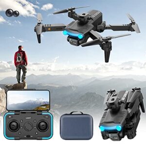 drone with hd dual camera, foldable drone remote control quadcopter toys for adult kids, intelligent obstacle avoidance uav, wifi fpv, altitude hold one key start with storage bag