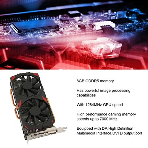 Dpofirs RX 580 Graphics Card, 8GB GDDR5 PC Video Graphics Card Original 256bit with 2 Cooling Fans PCI Express 3.0x16 Interface Gaming Graphics Card for Computer