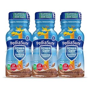 pediasure immune support kids protein shake grow & gain vanilla and chocolate flavors, 8 fl oz 6 pack (chocolate)