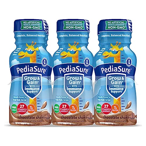 PediaSure Immune Support Kids Protein Shake Grow & Gain Vanilla and Chocolate Flavors, 8 Fl Oz 6 Pack (Chocolate)