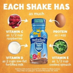 PediaSure Immune Support Kids Protein Shake Grow & Gain Vanilla and Chocolate Flavors, 8 Fl Oz 6 Pack (Chocolate)