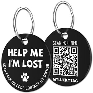 myluckytag stainless steel qr code pet id tags dog tags - pet online profile - scan qr receive instant pet location alert email