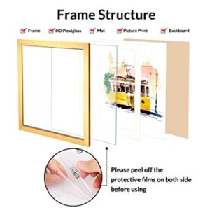 Annecy 9x12 Picture Frames (1 Pack, Gold), Composite Wood Photo Frame, For Pictures 9x12 for Wall Mounting, Classic Simple Home Office Decor