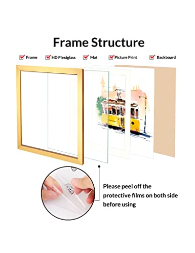 Annecy 9x12 Picture Frames (1 Pack, Gold), Composite Wood Photo Frame, For Pictures 9x12 for Wall Mounting, Classic Simple Home Office Decor