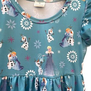 Adorable Little Kid Girls Princess Collection Dress, Fit for 2-7 Years Toddler Girls, Crew Neck Collar, Flutter Sleeves, Knee Length Blue-Green/Medium